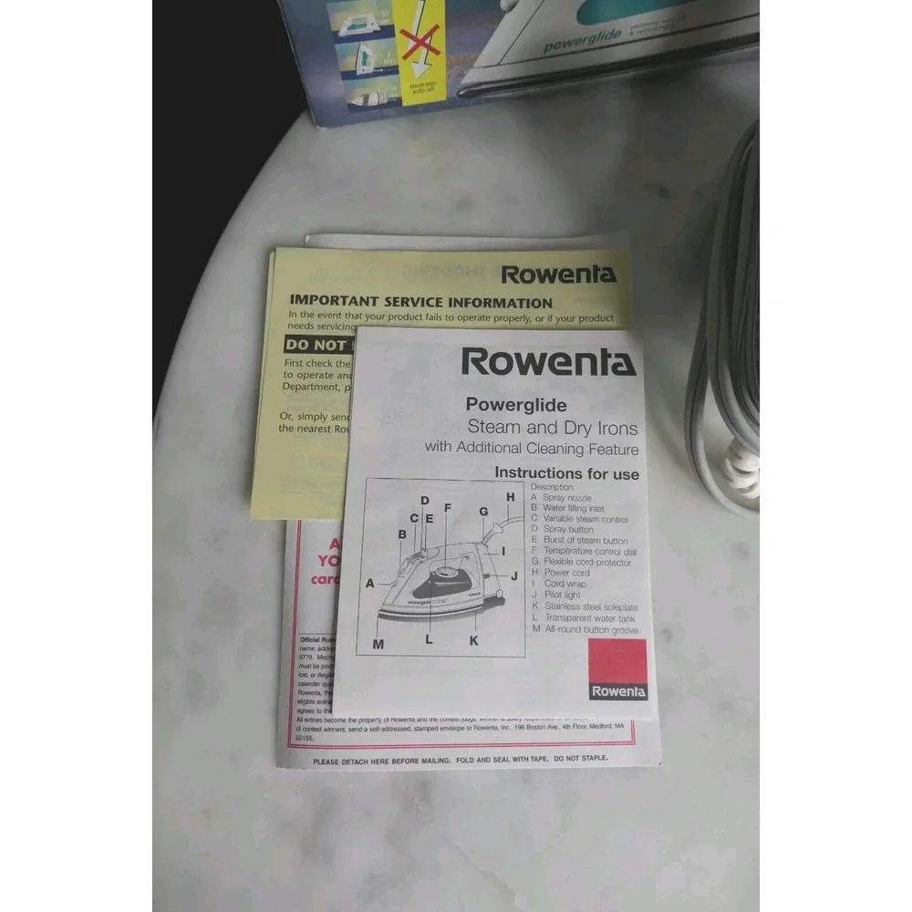 Rowenta Powerglide DE-07 Steam nd Dry Iron Open Box AutoOff Vertical Steam